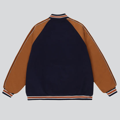 Quilted Lined Colorblock Varsity Jacket