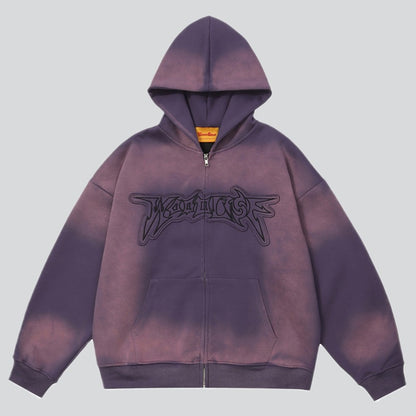 Zip Up Gradient Color Hoodie