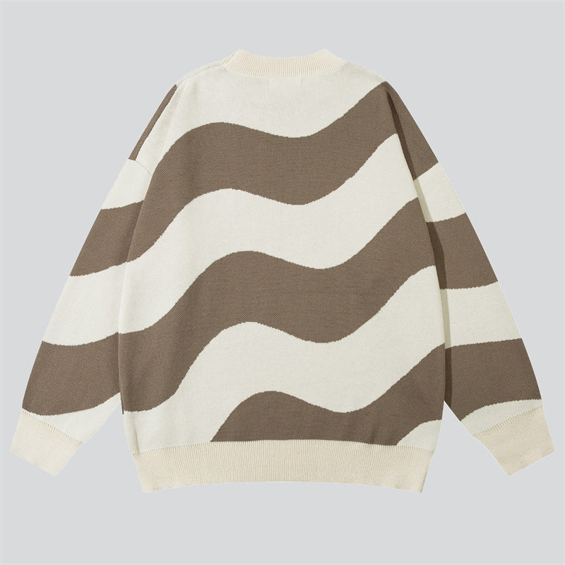 Wavy Stripes Round Neck Sweater