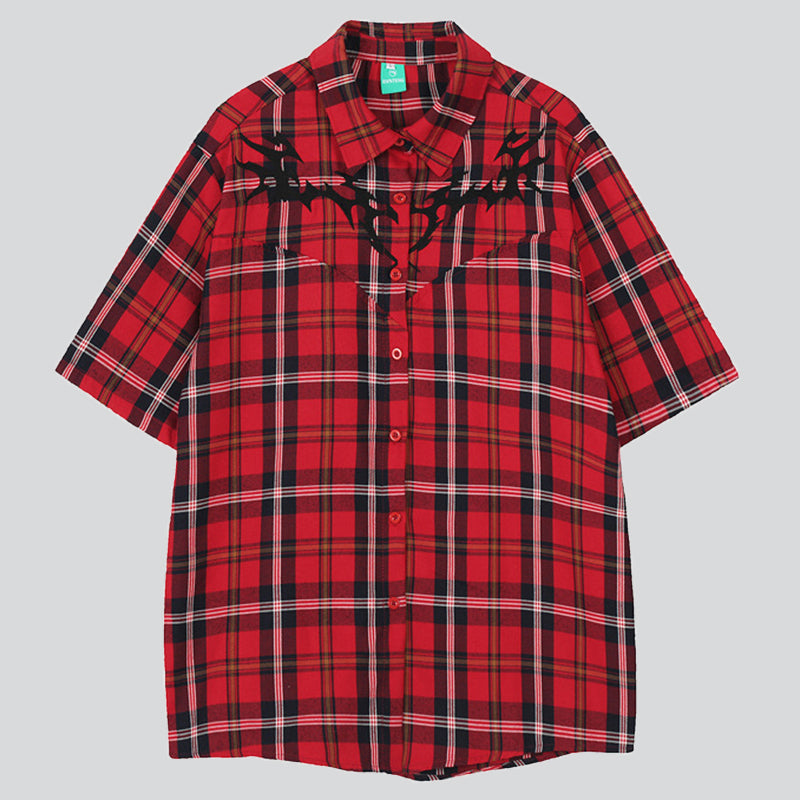 Embroidered Plaid Shirt