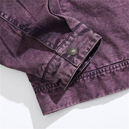 Purple Retro Lapel Zipper Coat