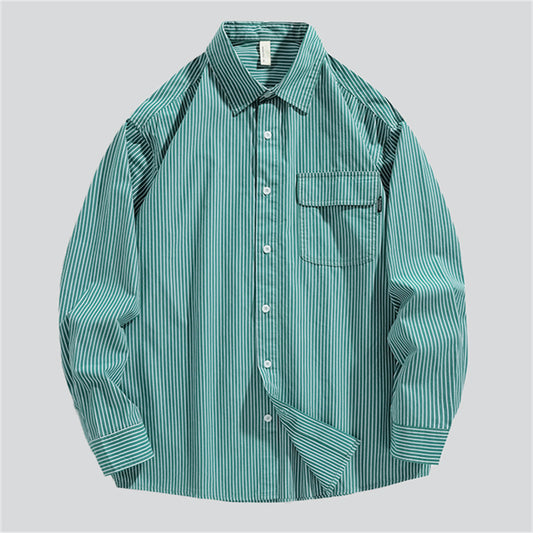 Spring Stripe Lapel Button Up Shirt