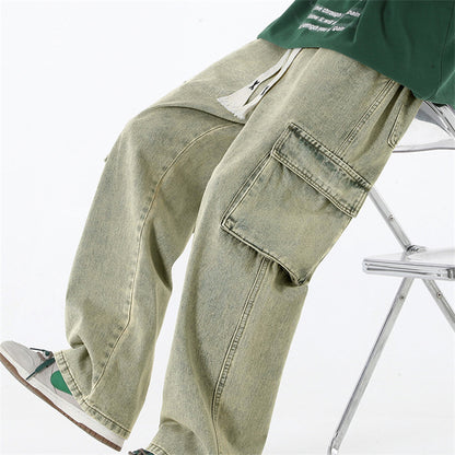 Double "X" Embroidered Drawstring Jeans