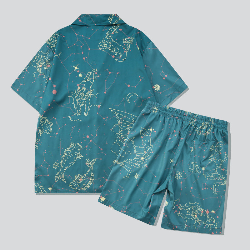 Angel Constellation Print Summer Short Sets