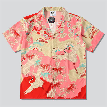 Flying Crane Bamboo Leaf Lucky Shirt