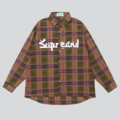 Letter Graffiti Vintage Plaid Shirts