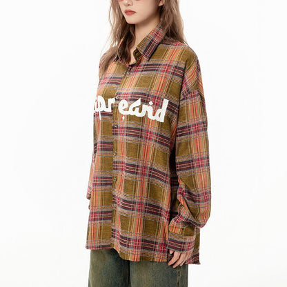 Letter Graffiti Vintage Plaid Shirts