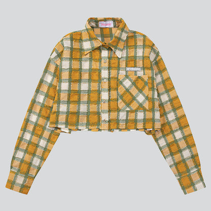 Plaid Patchwork Half Shirt