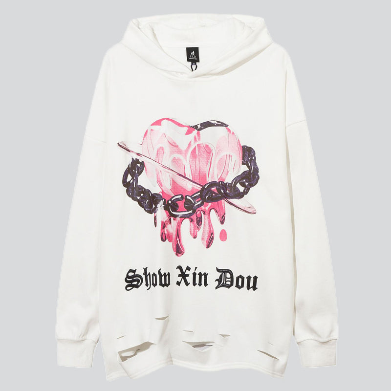 Heart & Iron Chain Print Hoodies