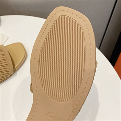 Simple Open Toe Flat Slippers