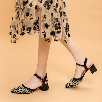 Knitting Ankle Strap Heeled Sandals