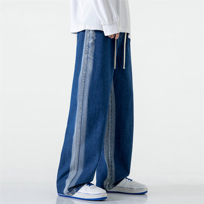 Washed Contrast Color Drawstring Jeans