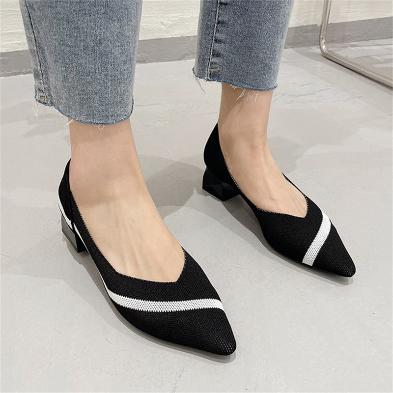 Chic Pointed Toe Middle Heels