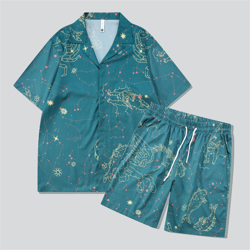 Angel Constellation Print Summer Short Sets