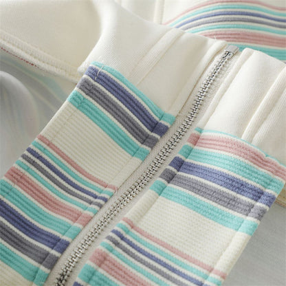 Multi-coloured Stripes Hoodie with Pockets