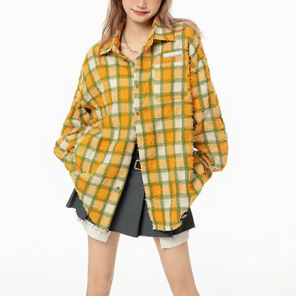 Yellow and Red Plaid Casual Shirt