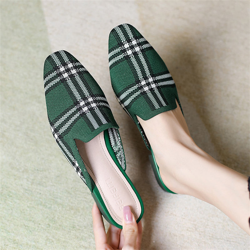 Knitted Low Heel Flat Slippers