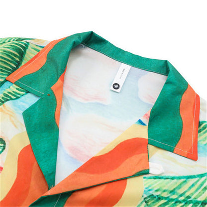 Sunset Palm Tree Print Shirt + Beach Shorts