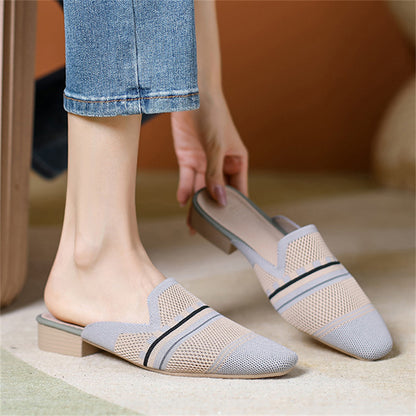 Knitted Low Heel Flat Slippers