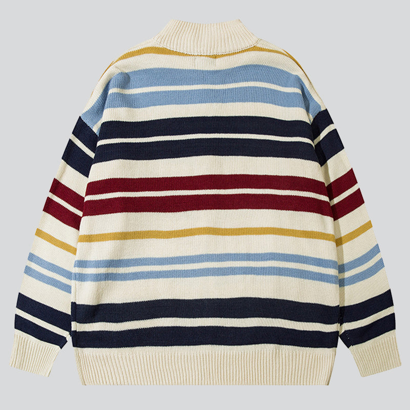 Zip Up Striped Sweater