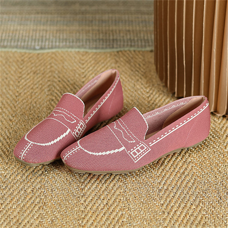 Slip On Square Toe Knit Loafers