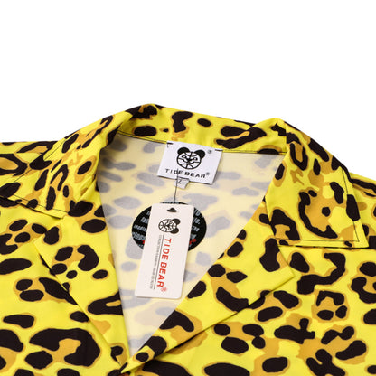 Yellow Leopard Print Beach Shirt