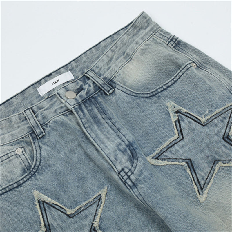 Five-Pointed Star Patch Embroidery Jeans