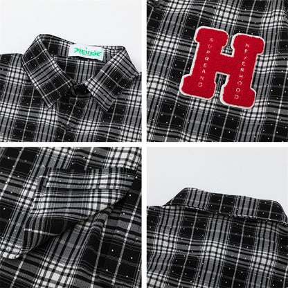 "H" Letter Patch Embroidered Shirts