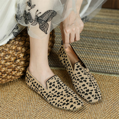 Slip On Square Toe Knit Loafers