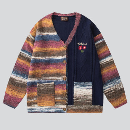 Colorful Stripes Embroidered Sweater