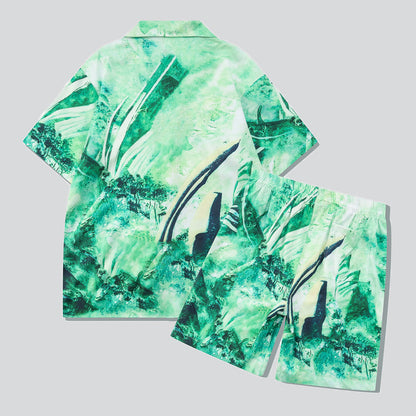 Forest Print Green Short Sets