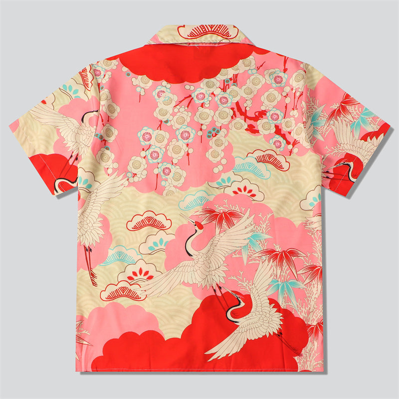 Flying Crane Bamboo Leaf Lucky Shirt