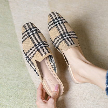 Knitted Low Heel Flat Slippers