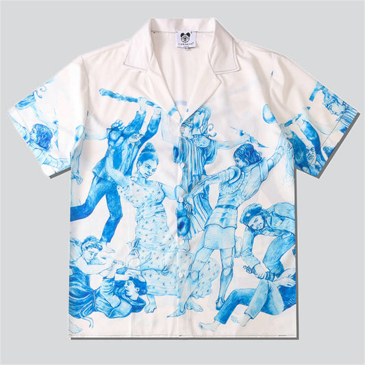 Human Combat Print Beach Shirt