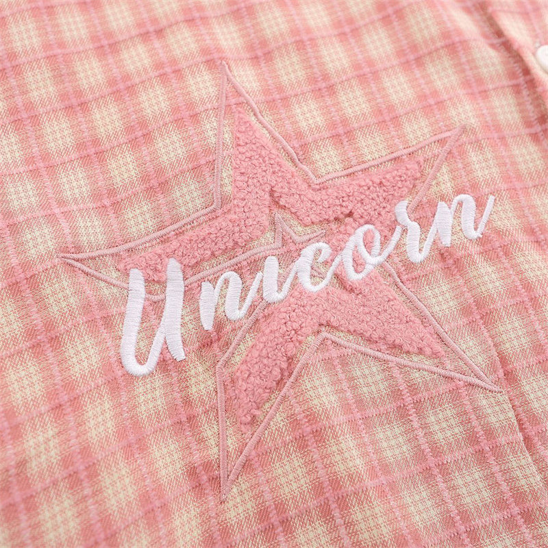 Letter Star Patches Lapel Shirt