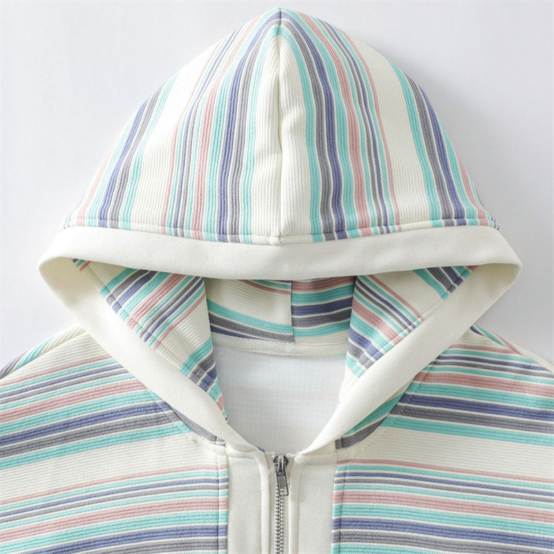 Multi-coloured Stripes Hoodie with Pockets