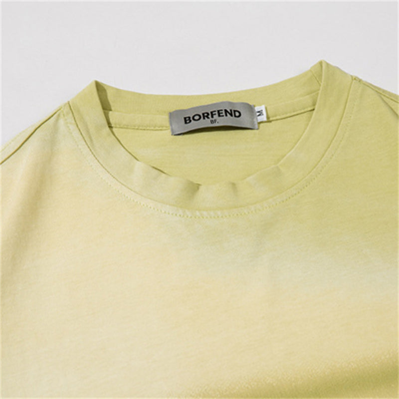 Gradient Color Letter Print Tees