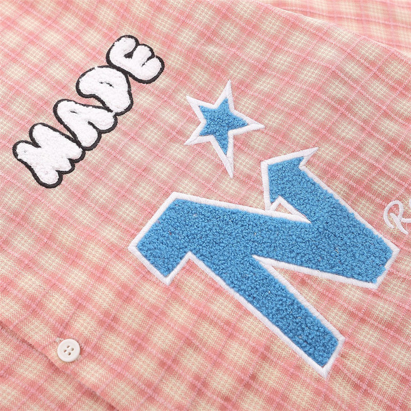 Letter Star Patches Lapel Shirt