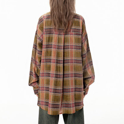 Letter Graffiti Vintage Plaid Shirts