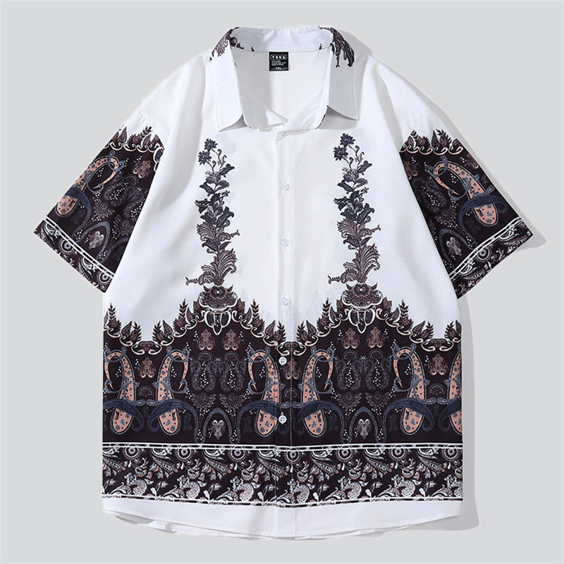 Casual Short Sleeve Lapel Print Shirt