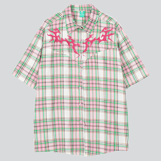 Embroidered Plaid Shirt