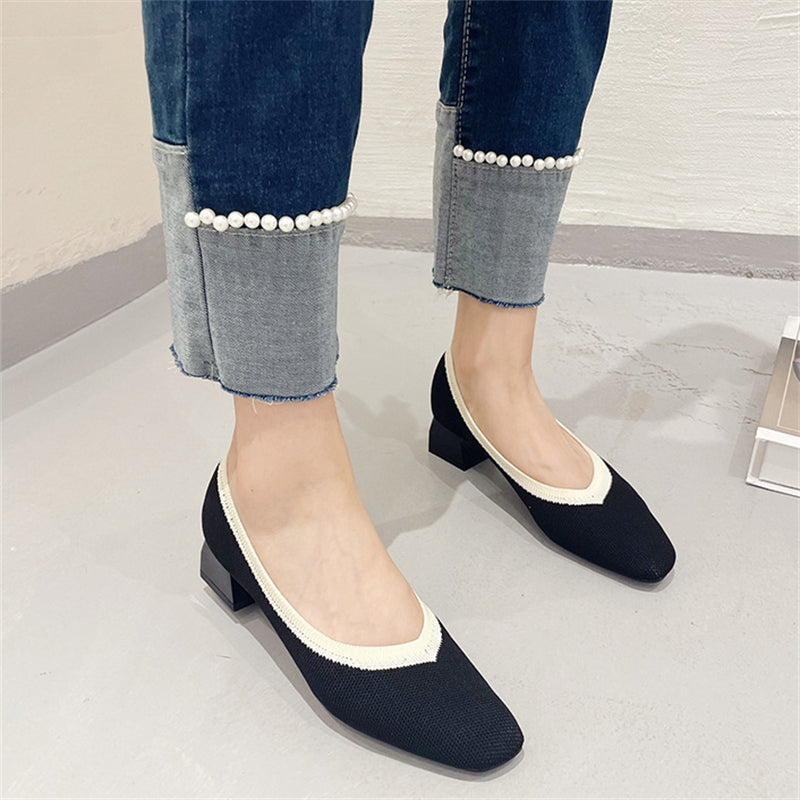 Stylish Cozy Square Toe Chunky Heels