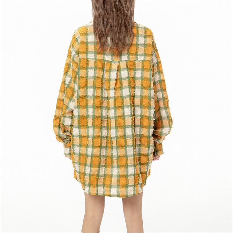 Yellow and Red Plaid Casual Shirt