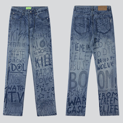 Letters Graffiti Jeans