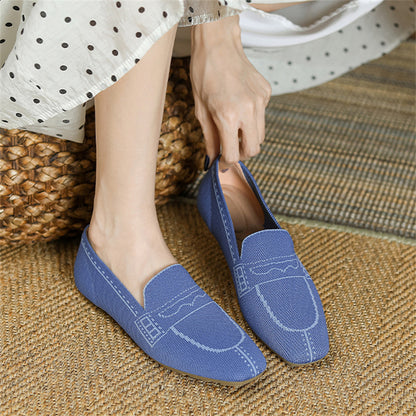 Slip On Square Toe Knit Loafers