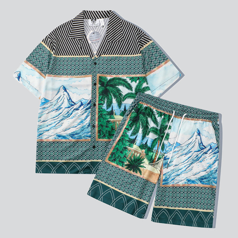 Mountain Peak Coconut Tree Print Holiday Set