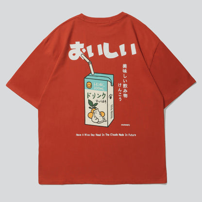 Lemon Cat Milk Print Tees