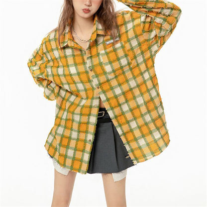 Yellow and Red Plaid Casual Shirt