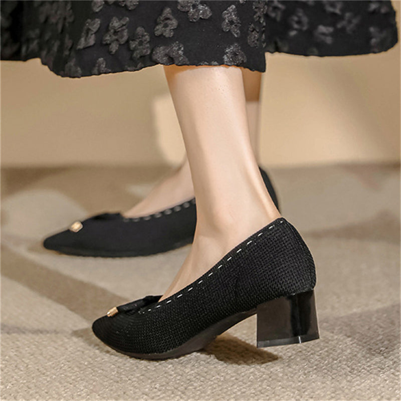 Bowknot Pointed Toe Block Heels