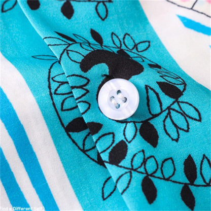 Circle Botanic Print Beach Shirt